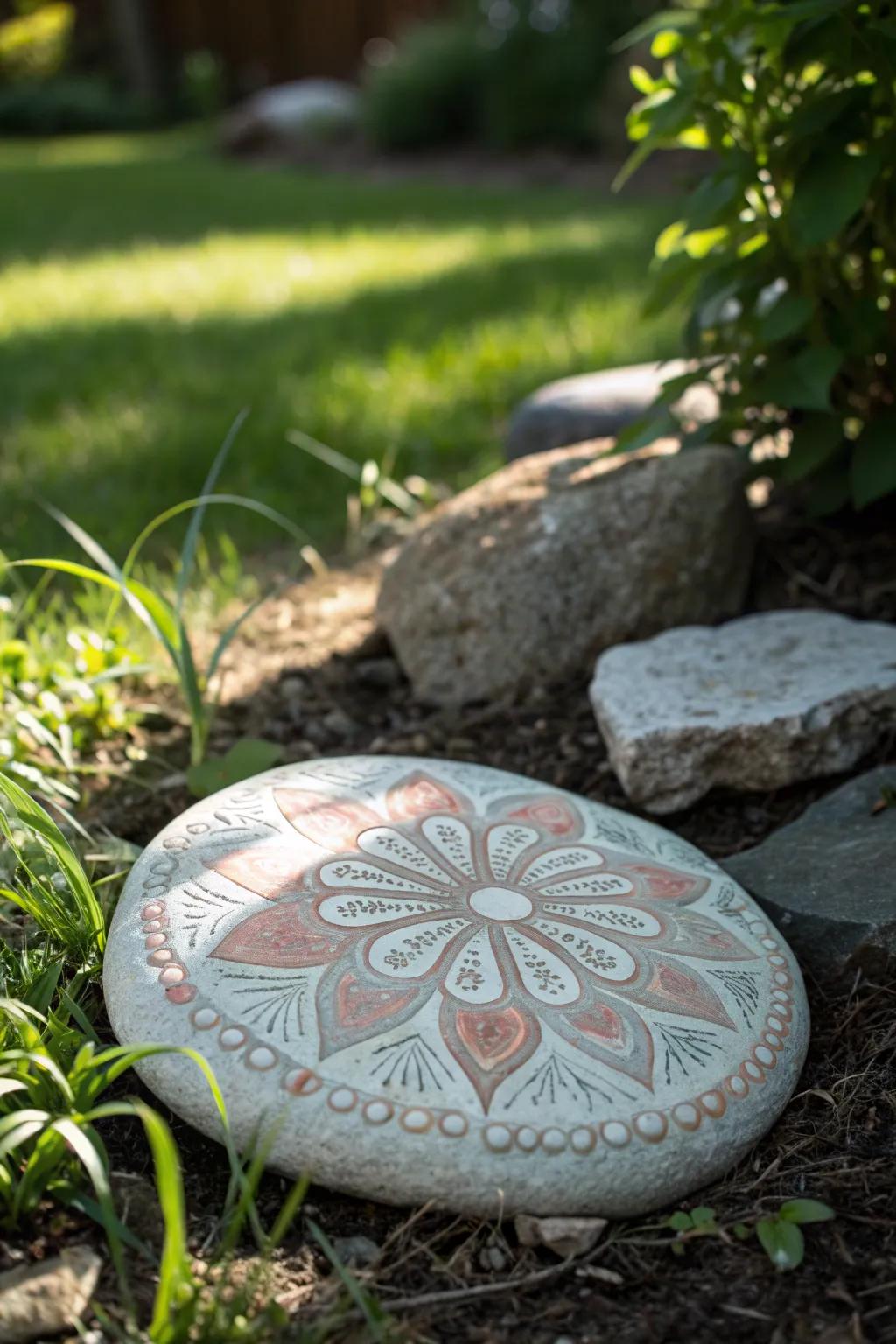 Step into serenity with artful pebble perfection.