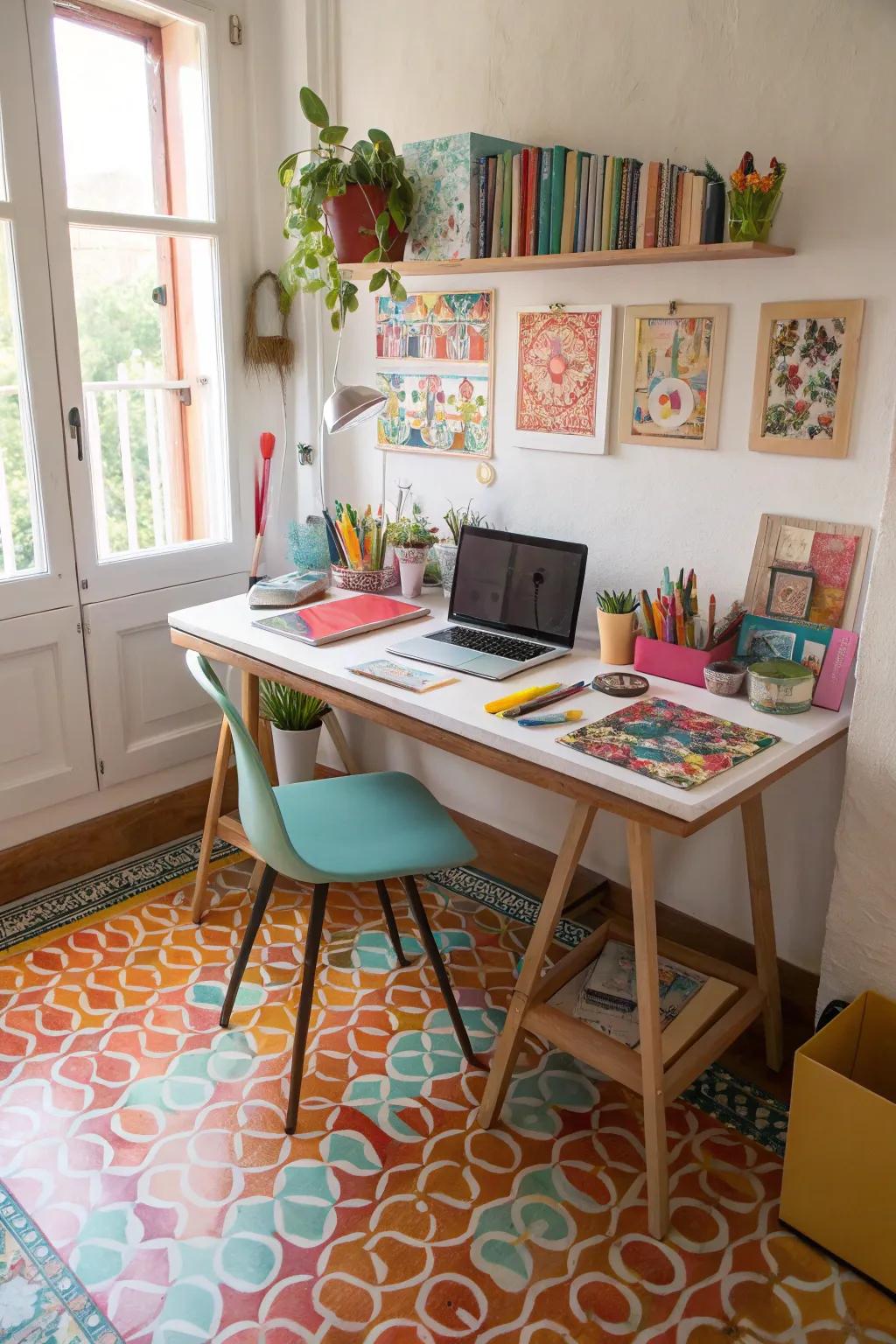 Tiles bring color and creativity to your stylish office space.