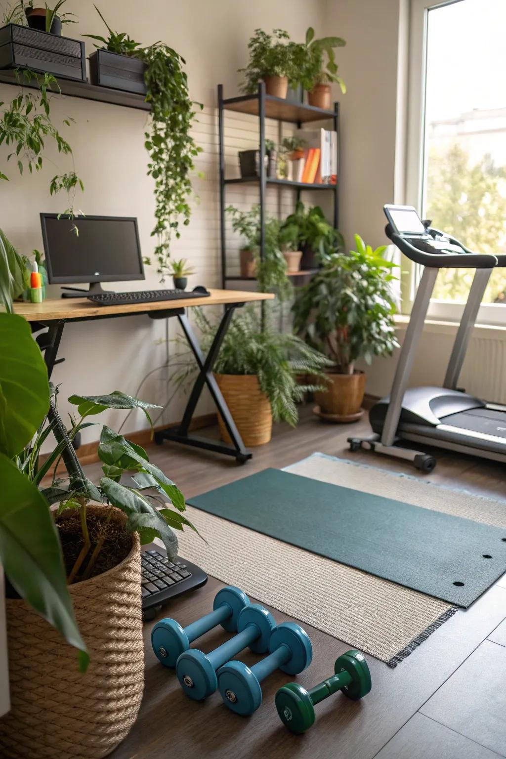 Plants add a touch of nature and vitality to your multifunctional room.