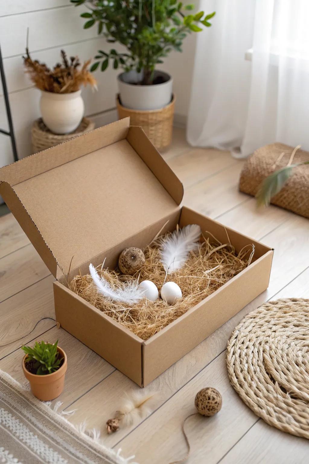 Embrace simplicity and sustainability with a chic, homemade cardboard brooder - a perfect blend of eco-friendly design and minimalist beauty.