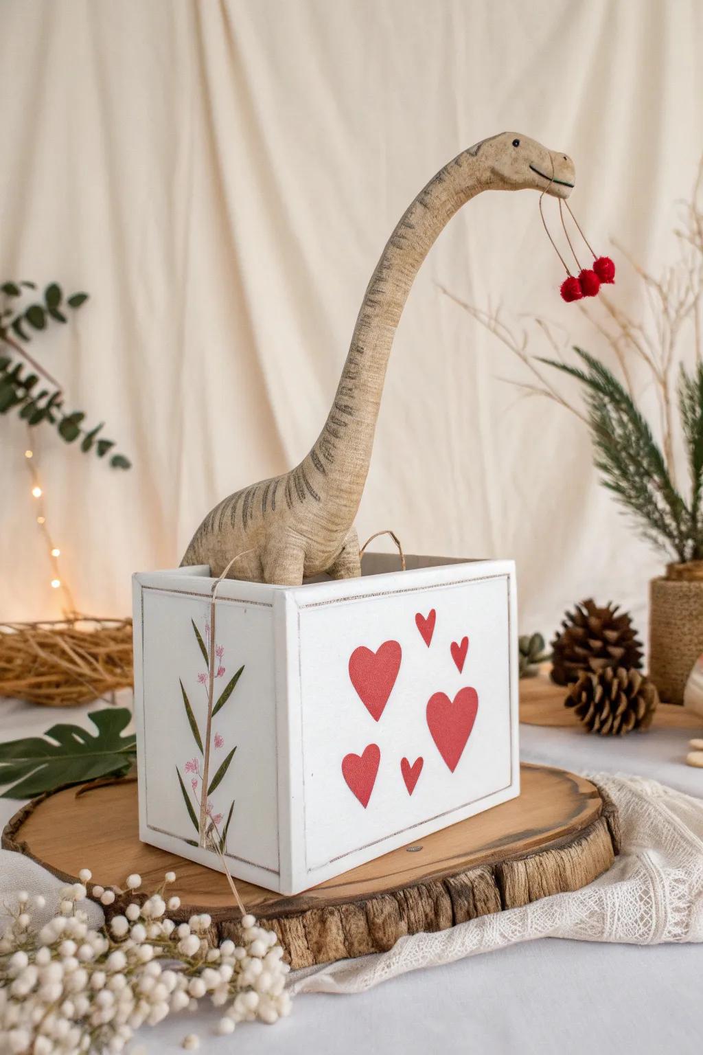 Crafted with Love: A Scandinavian Boho Brachiosaurus Valentine Box.