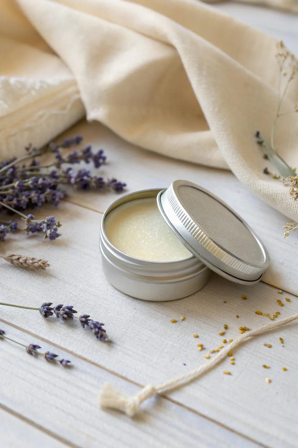Add a touch of shimmer to your night with this handcrafted lip balm.
