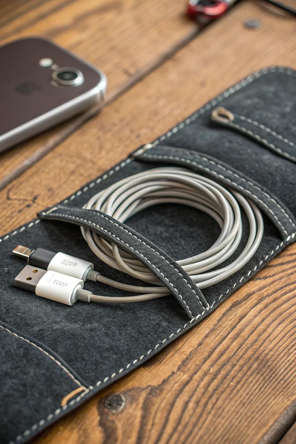 Elevate your space with handcrafted felt cable wraps—where functionality meets style.