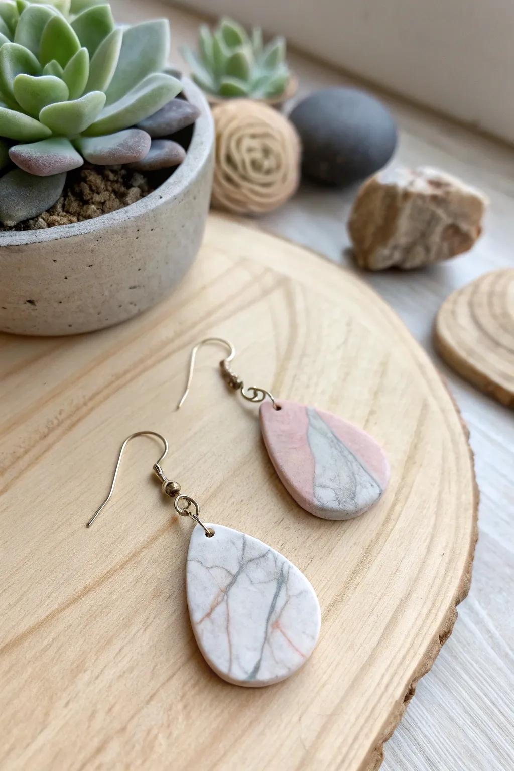 Elevate your style with the earthy elegance of faux stone clay earrings – where simplicity meets artistry.