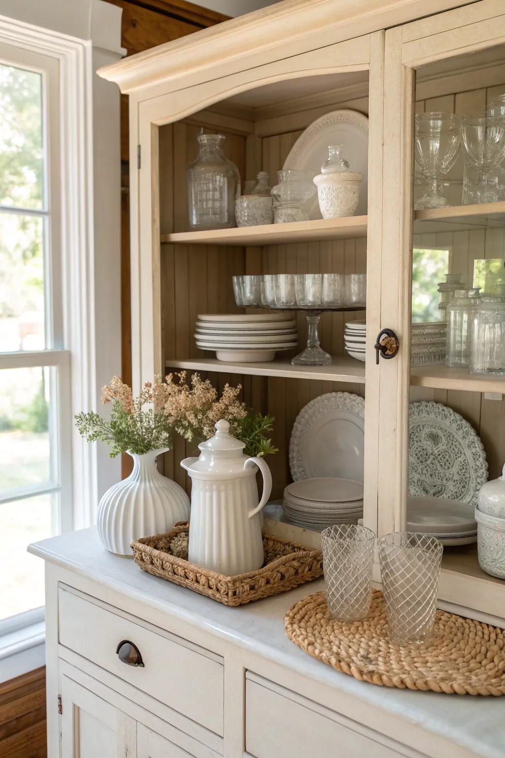 Elevate your space with vintage charm: a perfect blend of milk glass and clear jars for a timeless look.