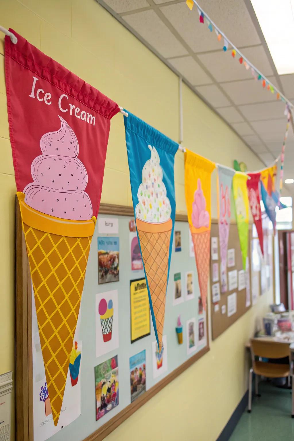 Brighten up your board with cone-shaped banners.