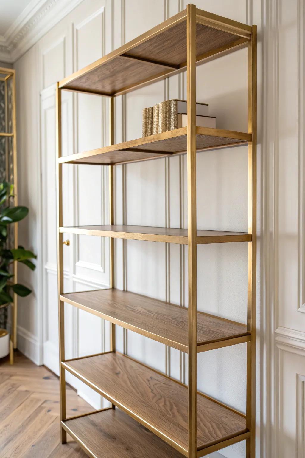 Elevate your bookshelf with a touch of metallic elegance. Subtle yet sophisticated!