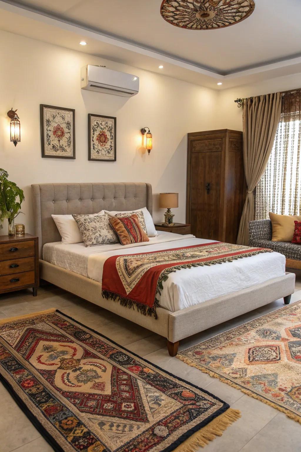 A blend of modern and traditional elements creates a unique style.