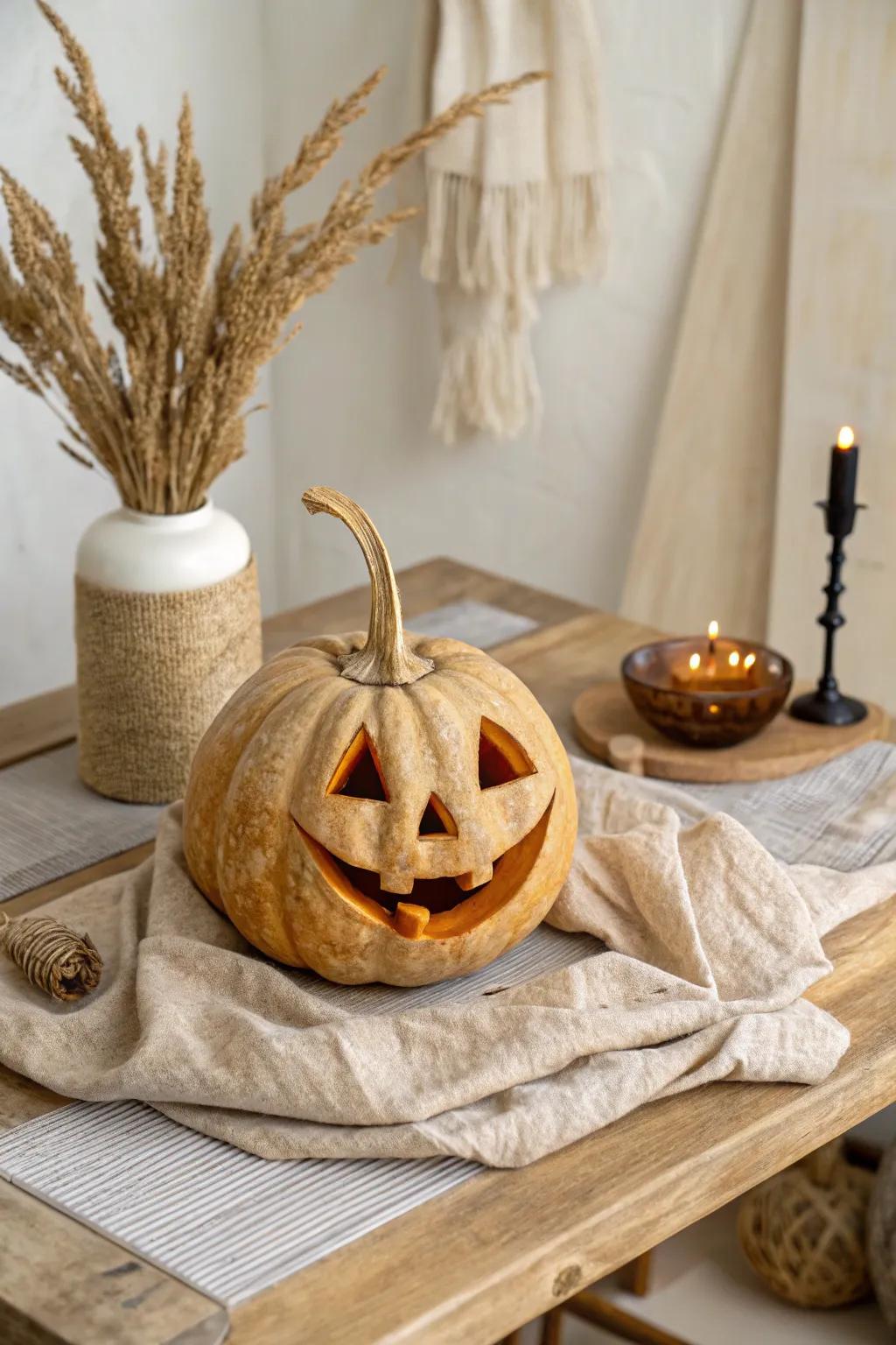 Embrace the charm of ghoulish gourds with a twist of natural elegance and minimalistic flair.