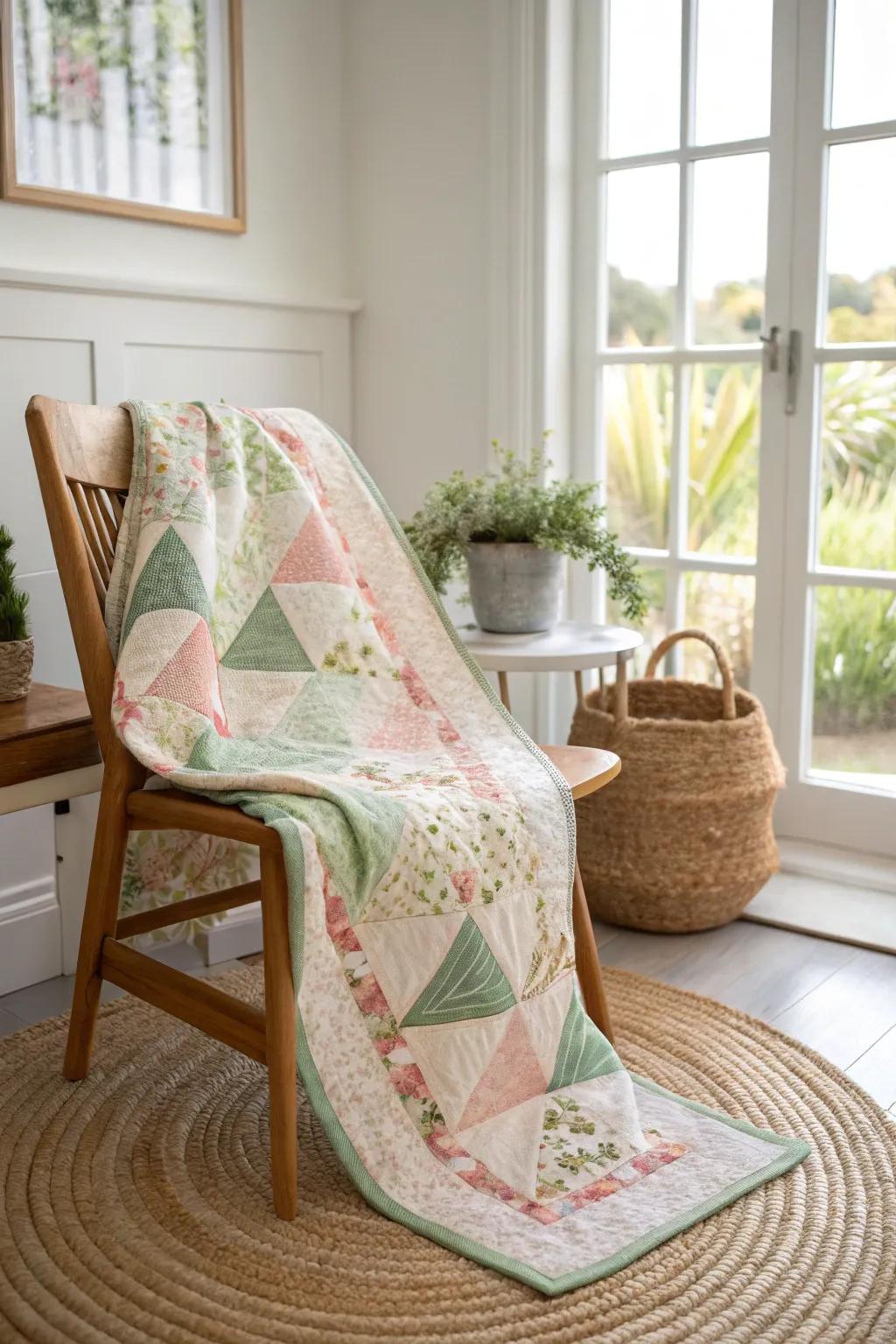 Step into serenity with our 'Garden Path' quilt—where craftsmanship meets nature's elegance.