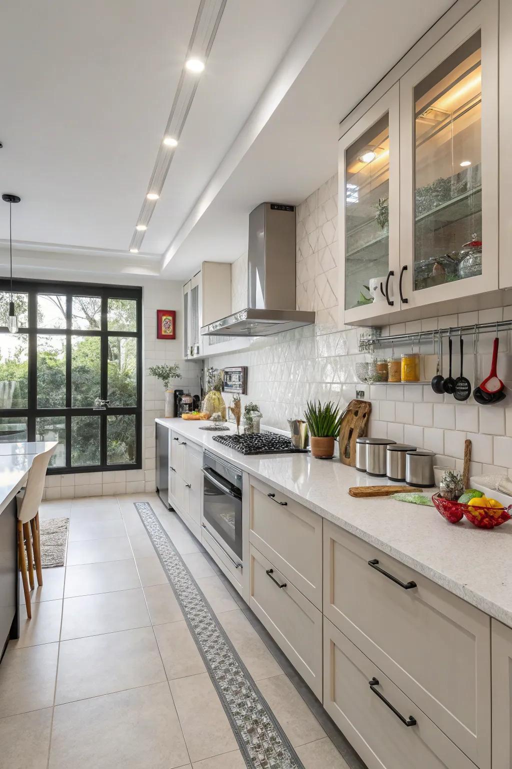 Efficient layouts enhance usability in kitchens without windows.