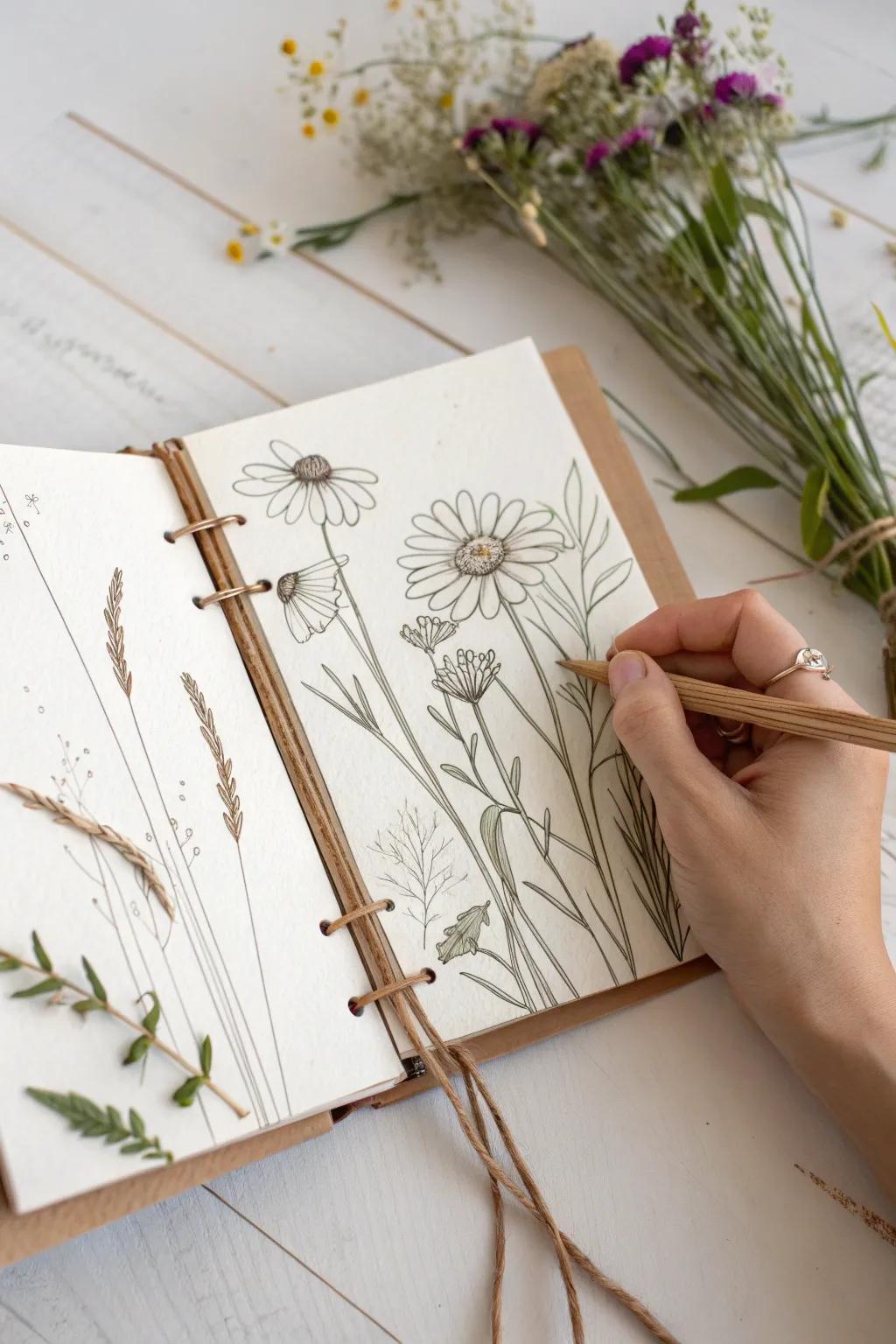 Capture the essence of nature's beauty with minimalist elegance. 🌼📓