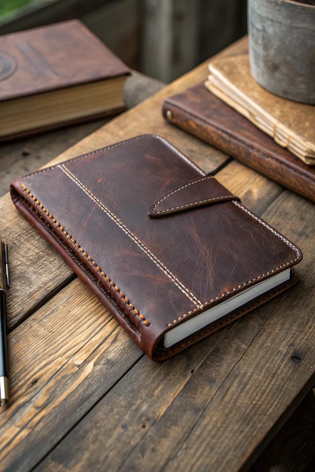 Elevate your notes with the timeless elegance of a handcrafted leather cover.