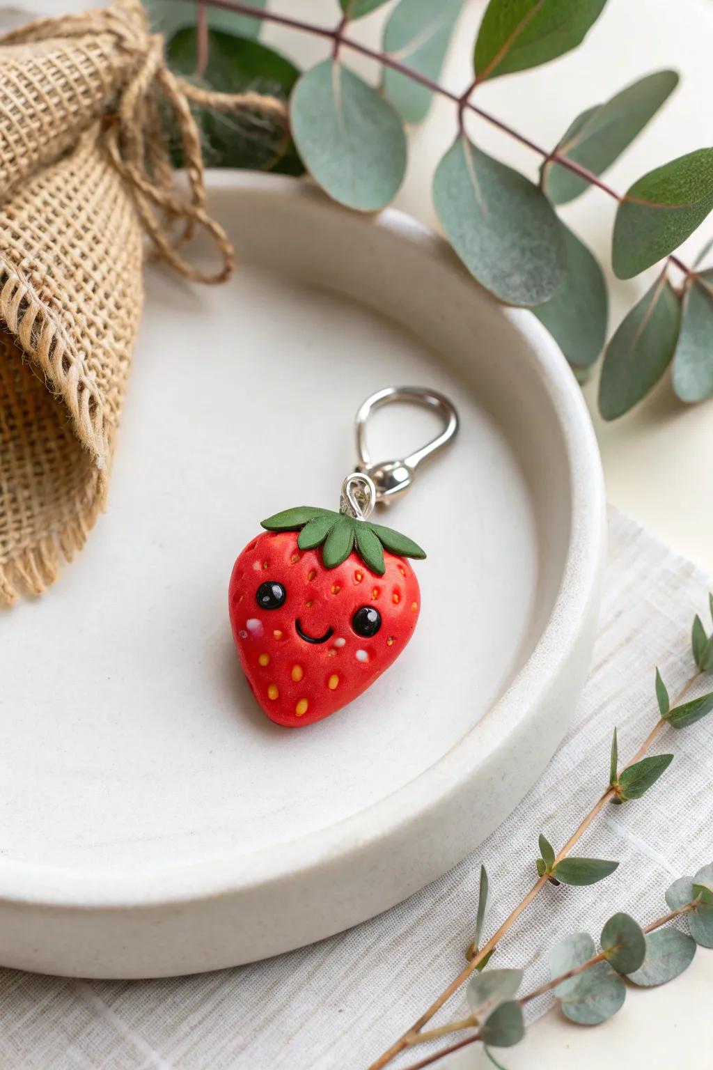 Add a pop of joy to your day with this adorable mini clay fruit charm!