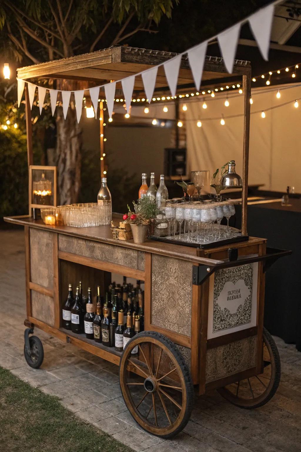 Vintage elements bring a nostalgic feel to this mobile bar.