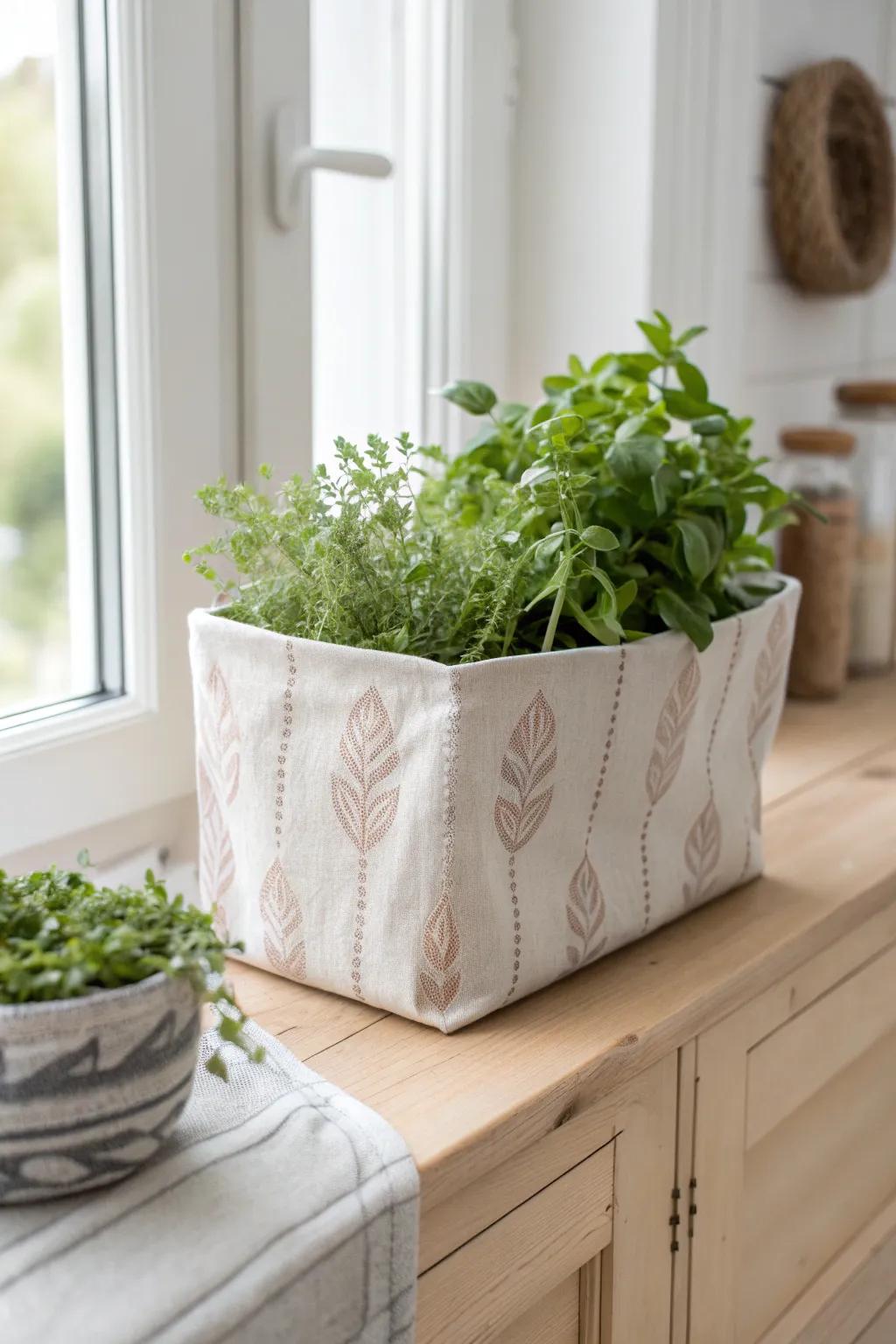 Elevate your herb garden with these charming fabric-covered planters. Simple, elegant, and oh-so-crafty!