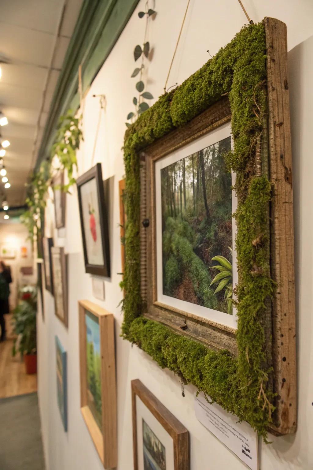 A creative mossy picture frame that doubles as living art.