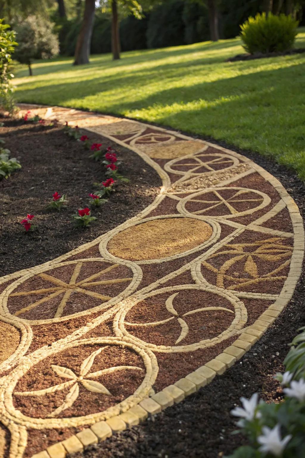Elevate your garden's charm with artistic mulch patterns that showcase your personal style.