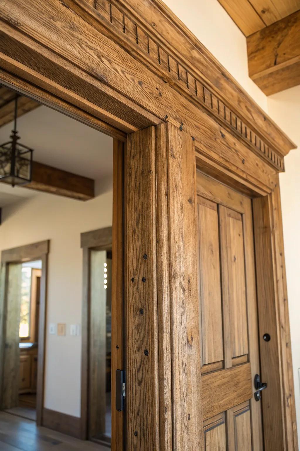 Craft Your Path: Elevate your space with a handcrafted rustic doorway casing.