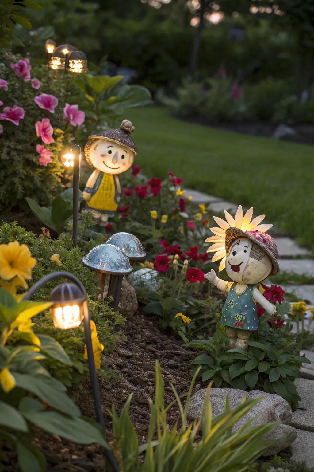 Charming solar figures bring light and joy to your garden.