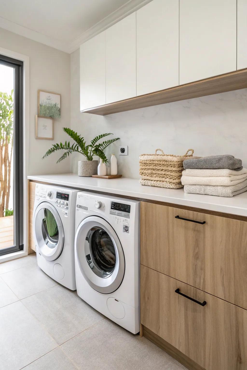 Elevate your laundry space with a sleek, multi-functional countertop—where style meets practicality.