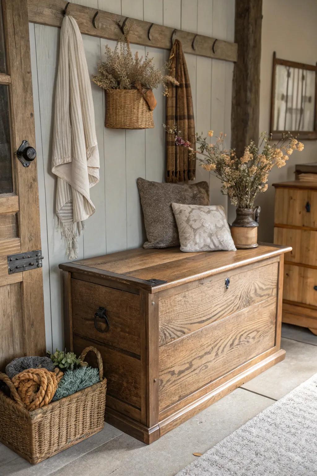 Rustic charm with a faux woodgrain finish.