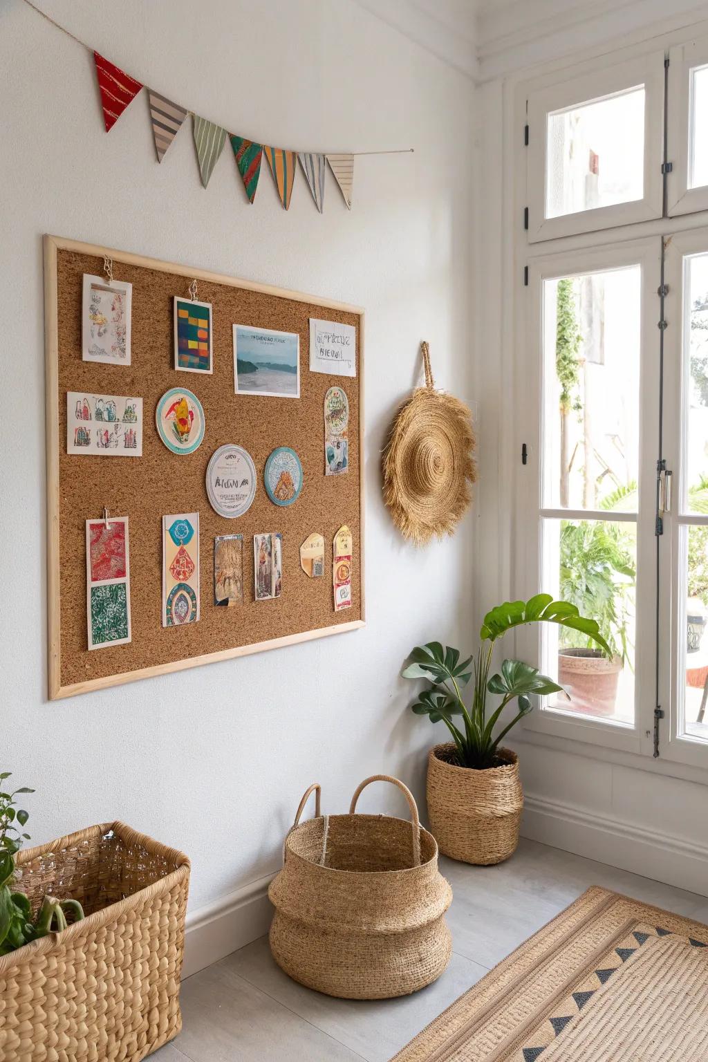Nostalgic Adventures: Display your unique patch collection with minimalist flair. #PatchDisplay #ScandinavianBoho