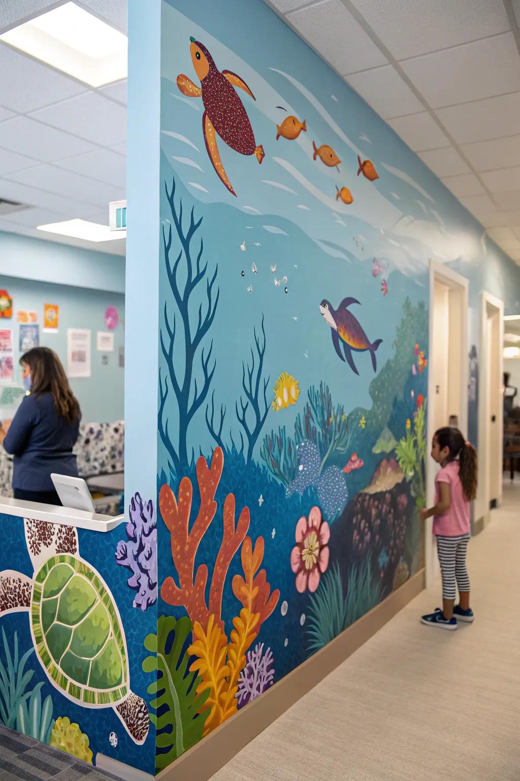 An underwater adventure mural that sparks young imaginations.