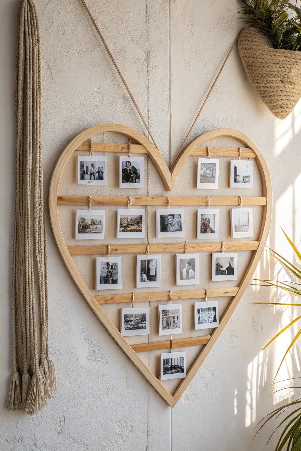 Capture hearts with a beautiful photo board display, perfect for adding a romantic touch to your space.
