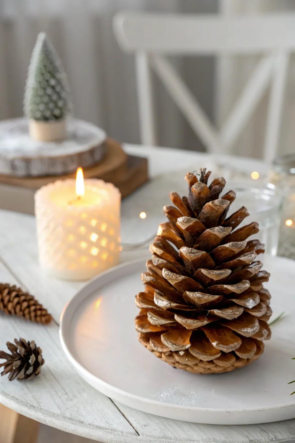 Eco-chic elegance: Transform pine cones into natural fire starters with a coat of beeswax.