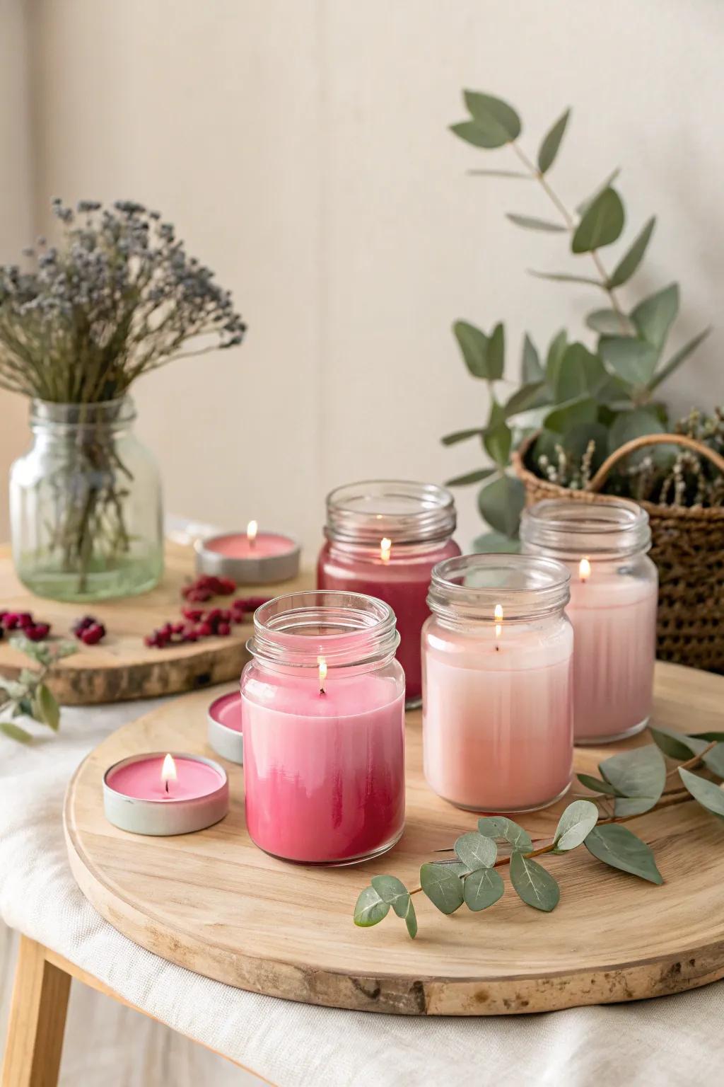 Illuminate your space with the serene charm of pink ombre candle holders. Perfect for cozy, elegant gatherings.