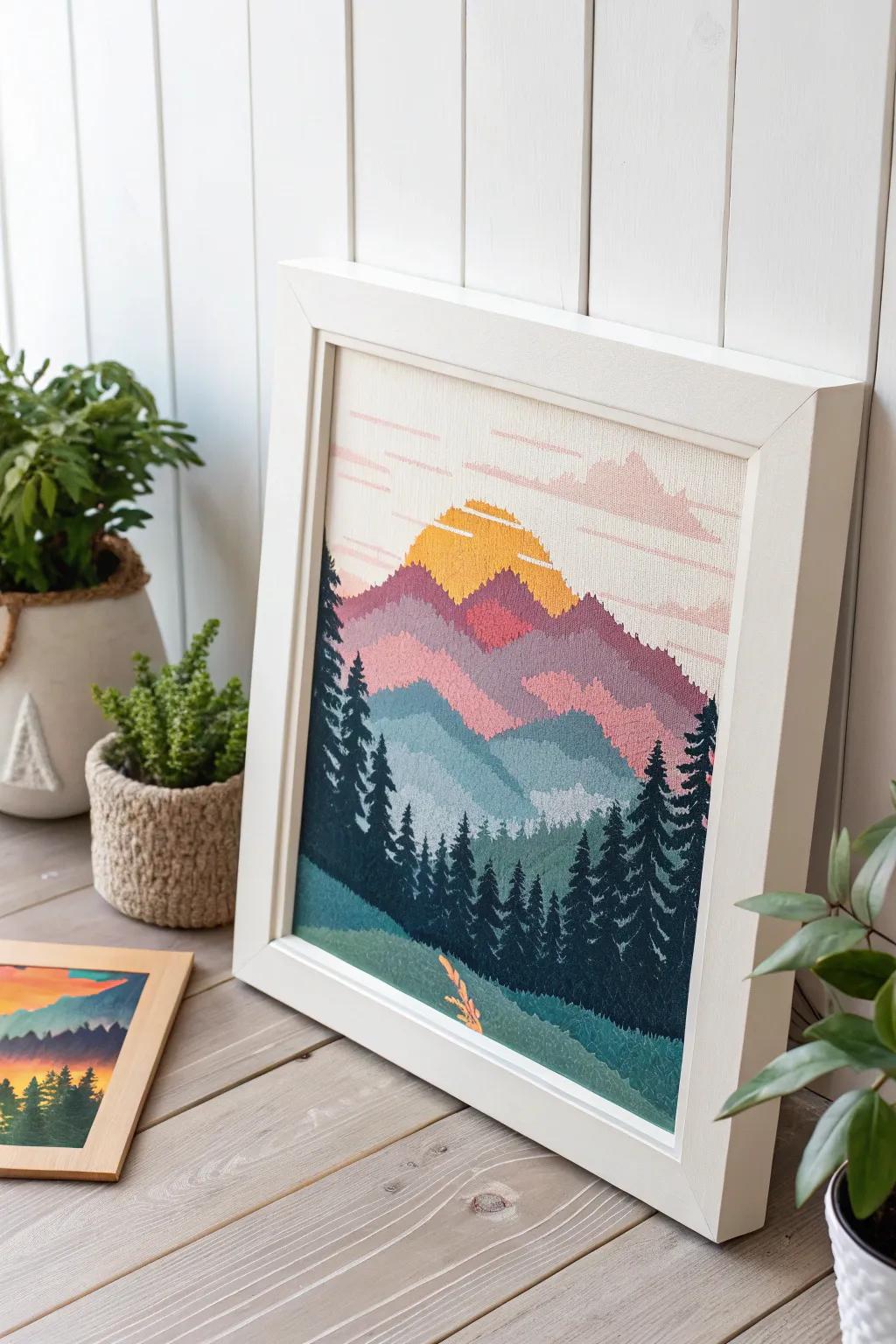 Transform your space into a serene retreat with minimalist pixel art landscapes.
