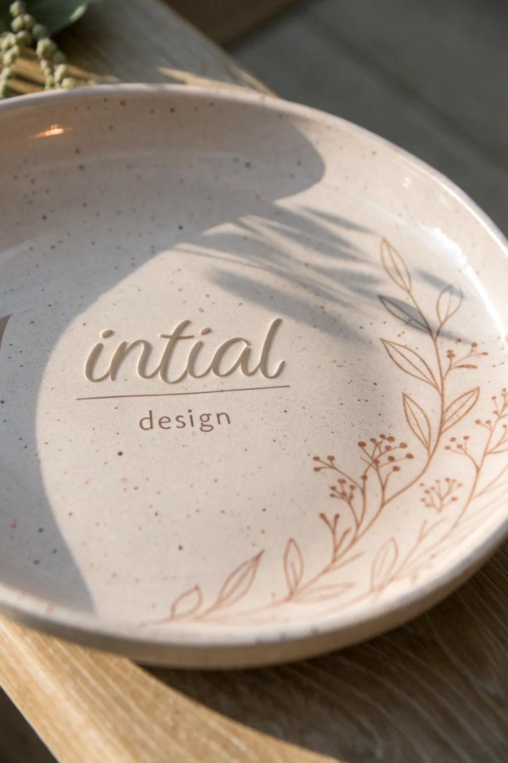 Elevate your dining experience with personalized elegance: Hand-painted monograms on ceramic plates.