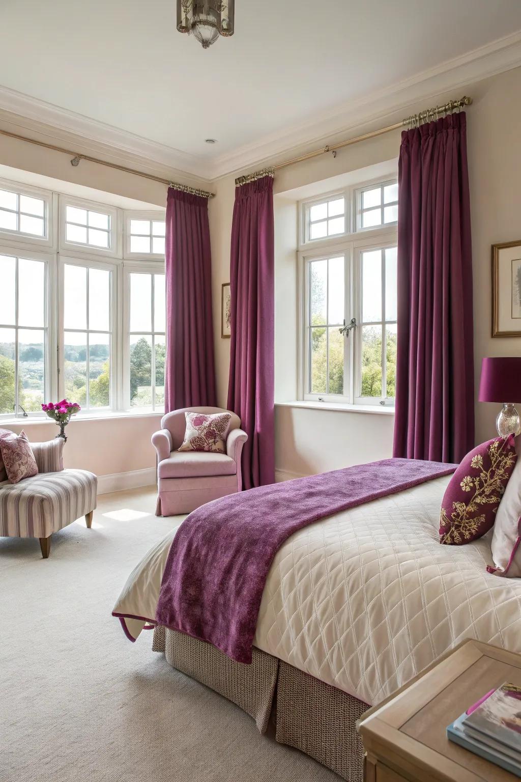Natural light highlights the richness of plum hues.