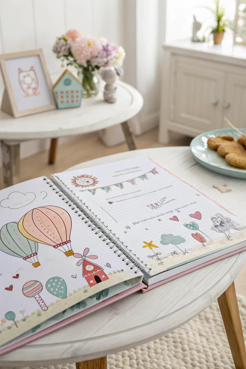 Capture your child's imagination with playful illustrations in their memory book.