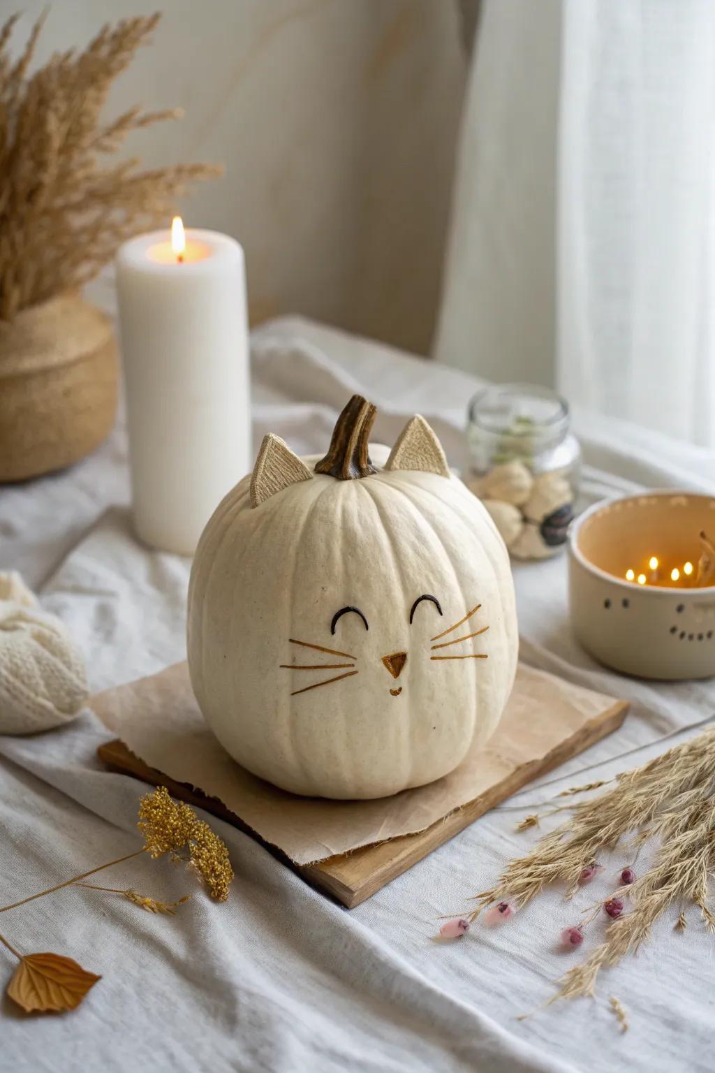 Embrace your inner feline with these charming cat-eyed pumpkin carvings. Perfect for adding a playful touch to your autumn decor.