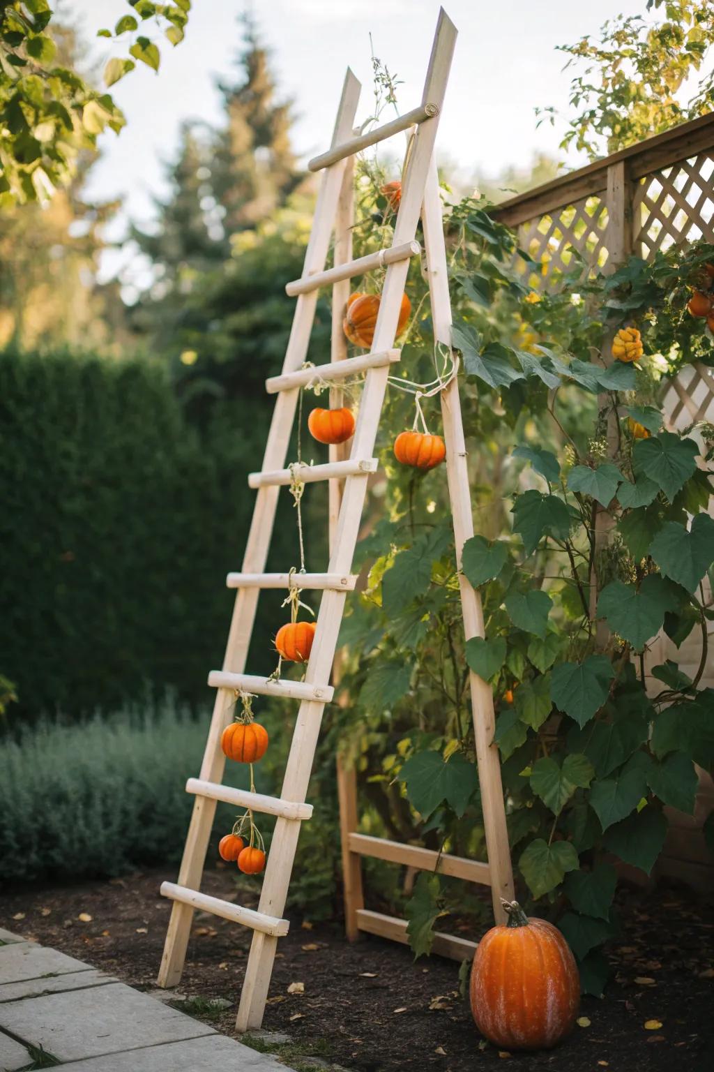 Elevate your garden with a stunning hanging pumpkin display—where simplicity meets natural elegance.