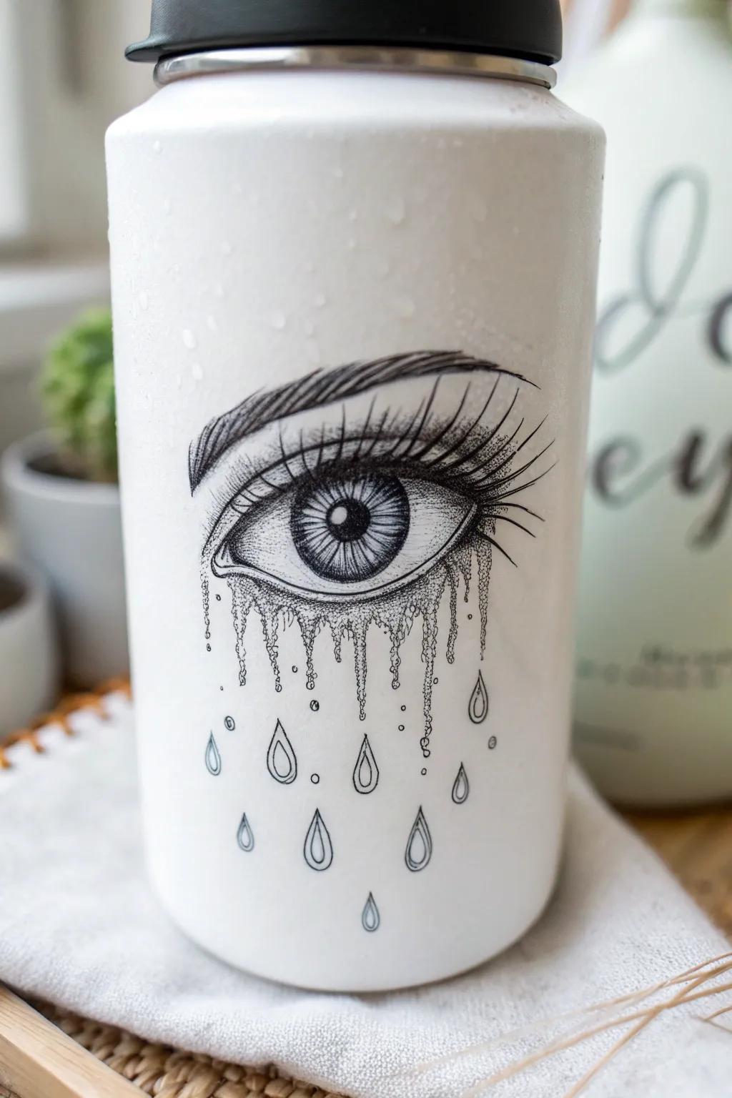 Unlock your creativity with a surreal twist on a classic sketch: the artistic eye with dreamy drips.