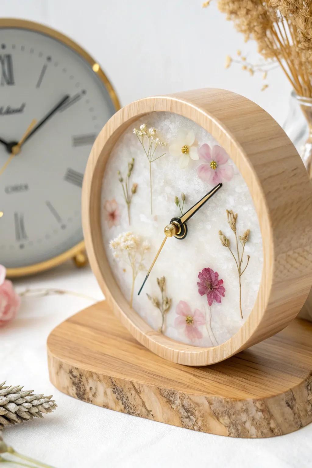 Capture the essence of time with a personalized resin clock, where simplicity meets natural beauty.