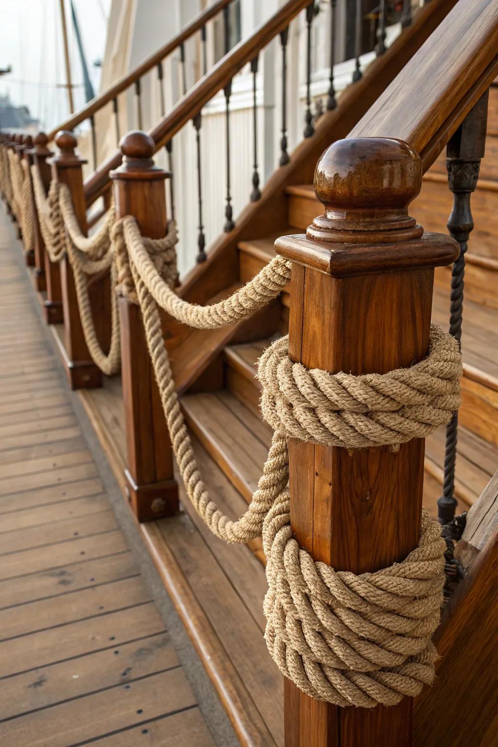 Elevate your deck with a touch of nautical elegance through expertly crafted rope railings.