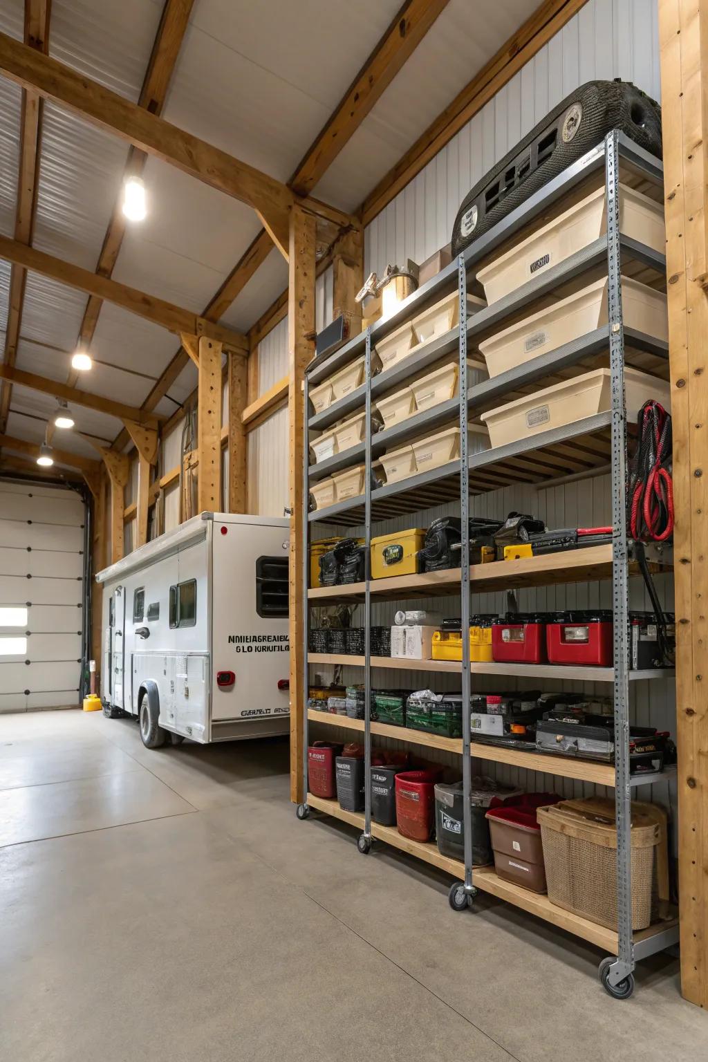 Vertical storage keeps your pole barn tidy and efficient.
