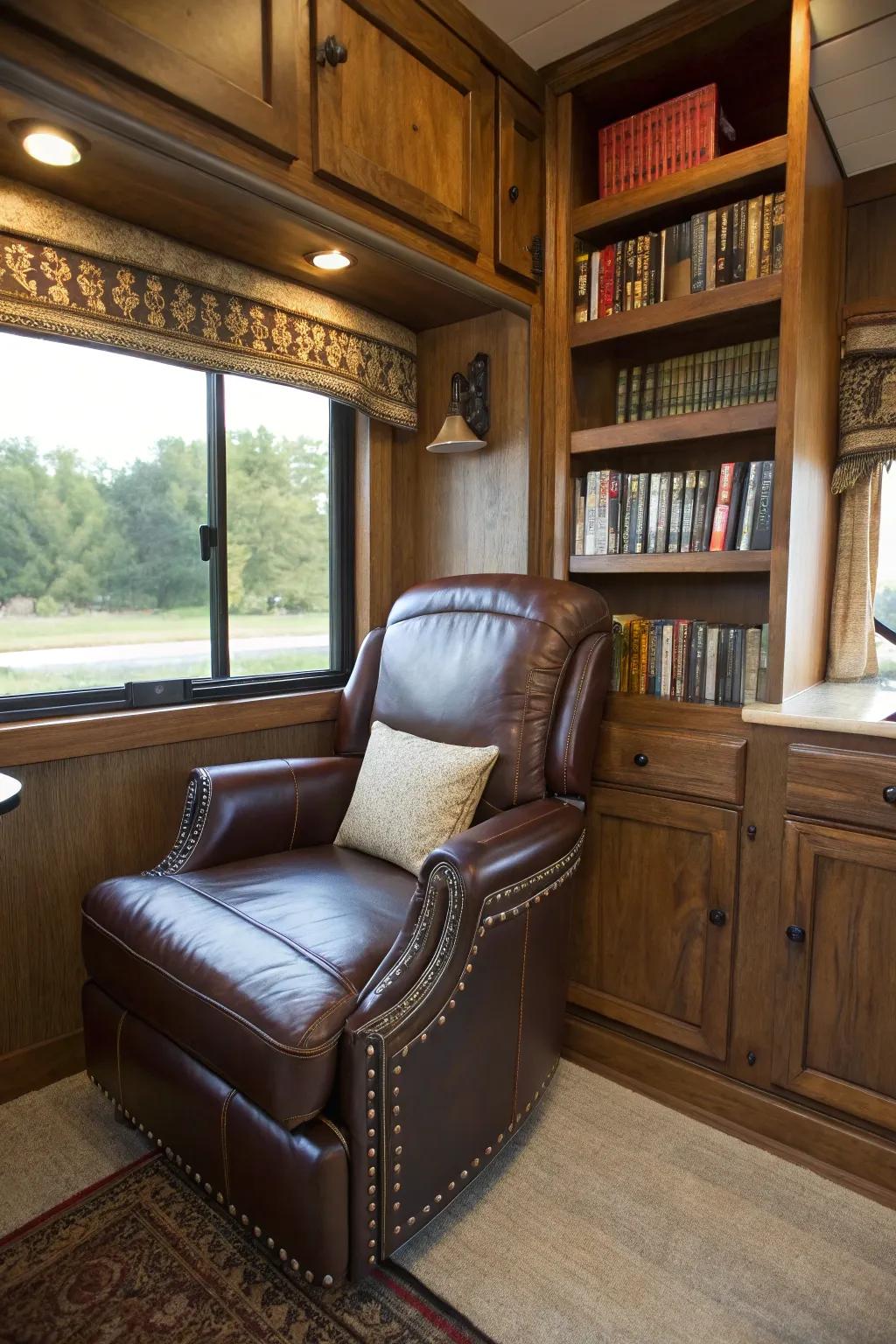 Unwind in style with this handcrafted cozy nook - the perfect retreat for book lovers.