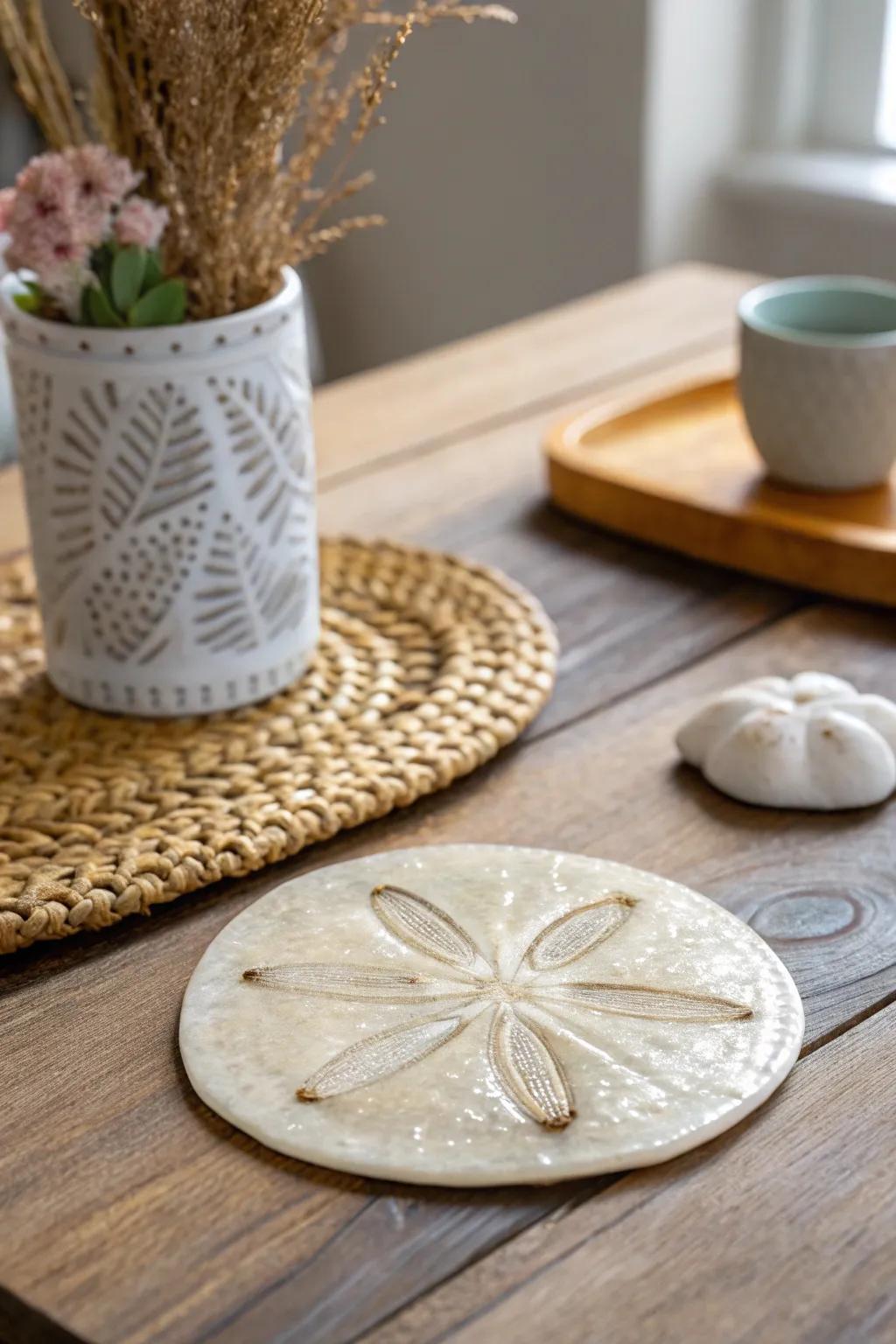 Elevate your coffee table with these elegant DIY sand dollar coasters, blending beach vibes with Scandinavian simplicity.
