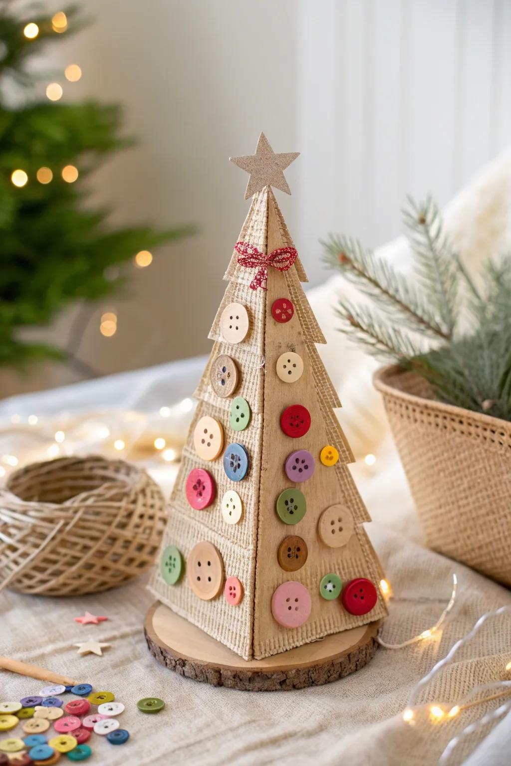 Craft a Button Christmas Tree: A touch of nostalgia with a modern minimalist twist!