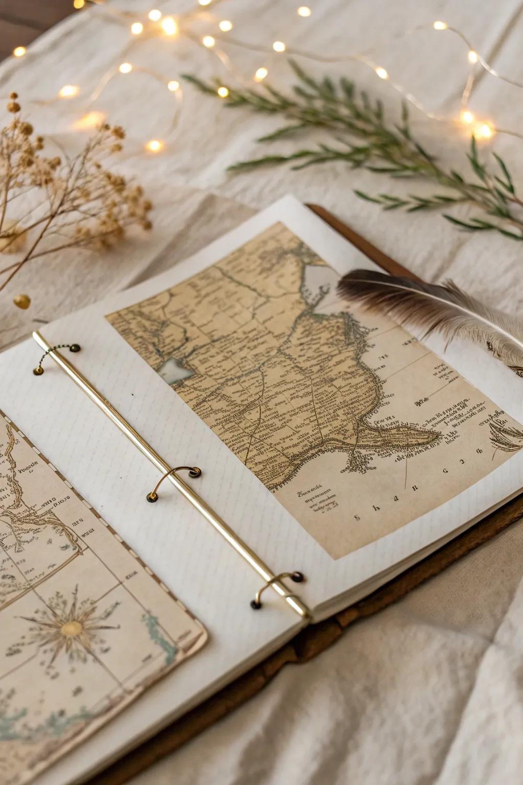 Map Your Memories: Create enchanting scrapbook pages with vintage maps as your backdrop.