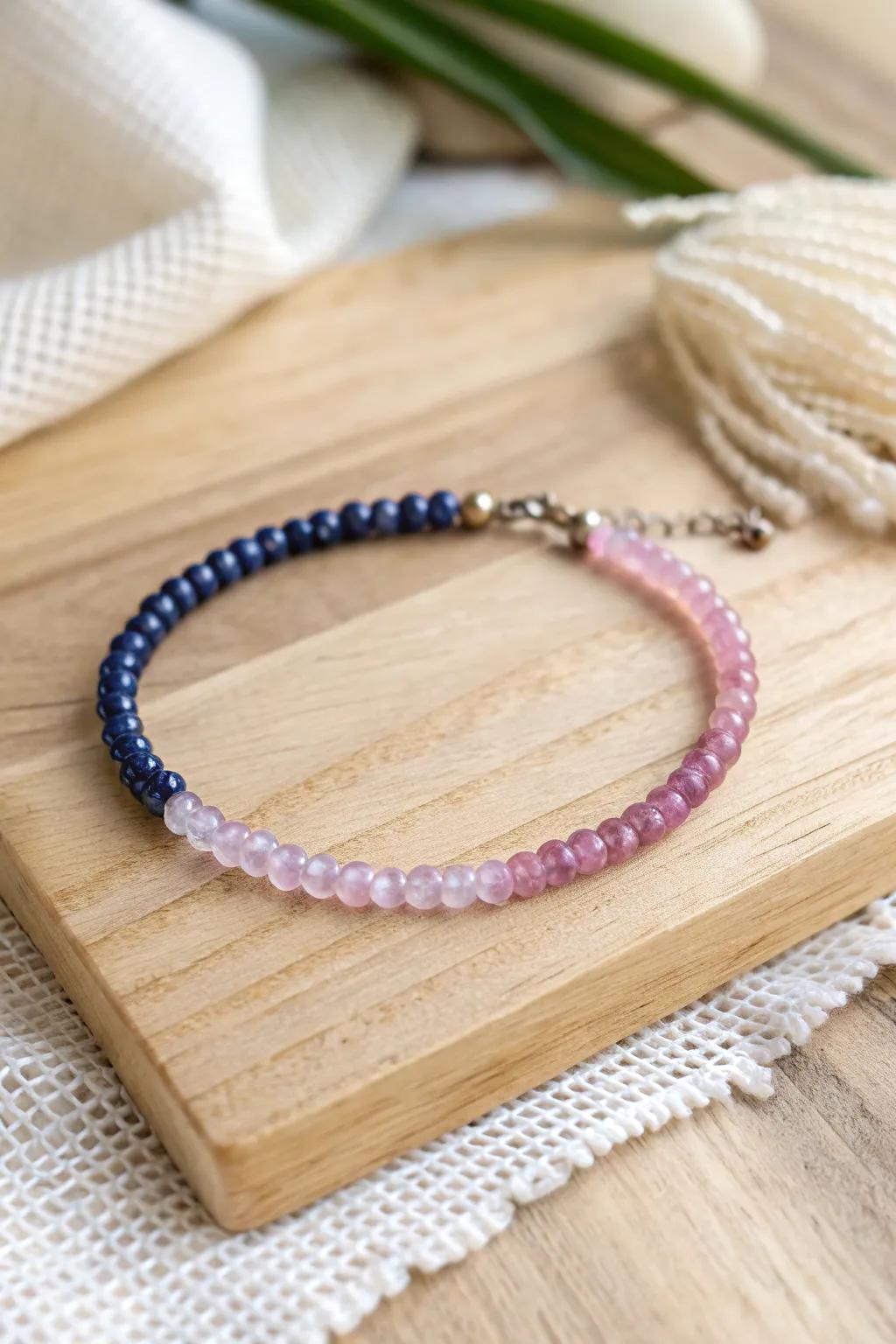 Delicate ombre beadwork: a perfect blend of color and craft.