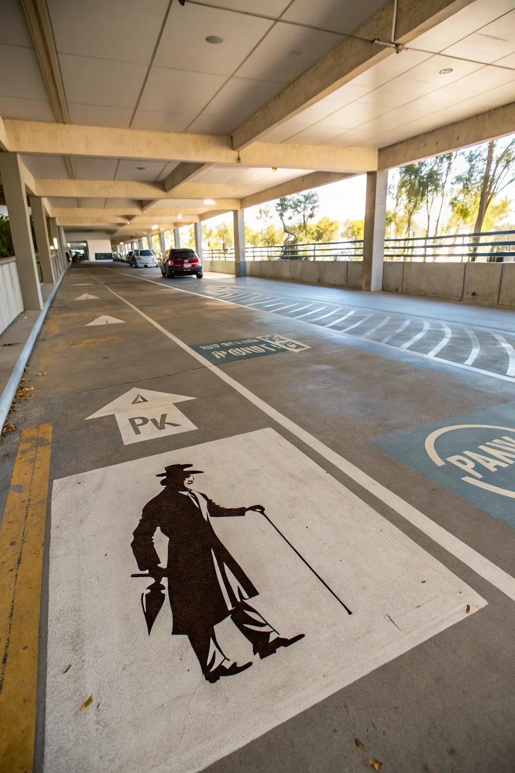 Bring a touch of cinematic magic to your parking space with this minimalist movie-themed stencil!