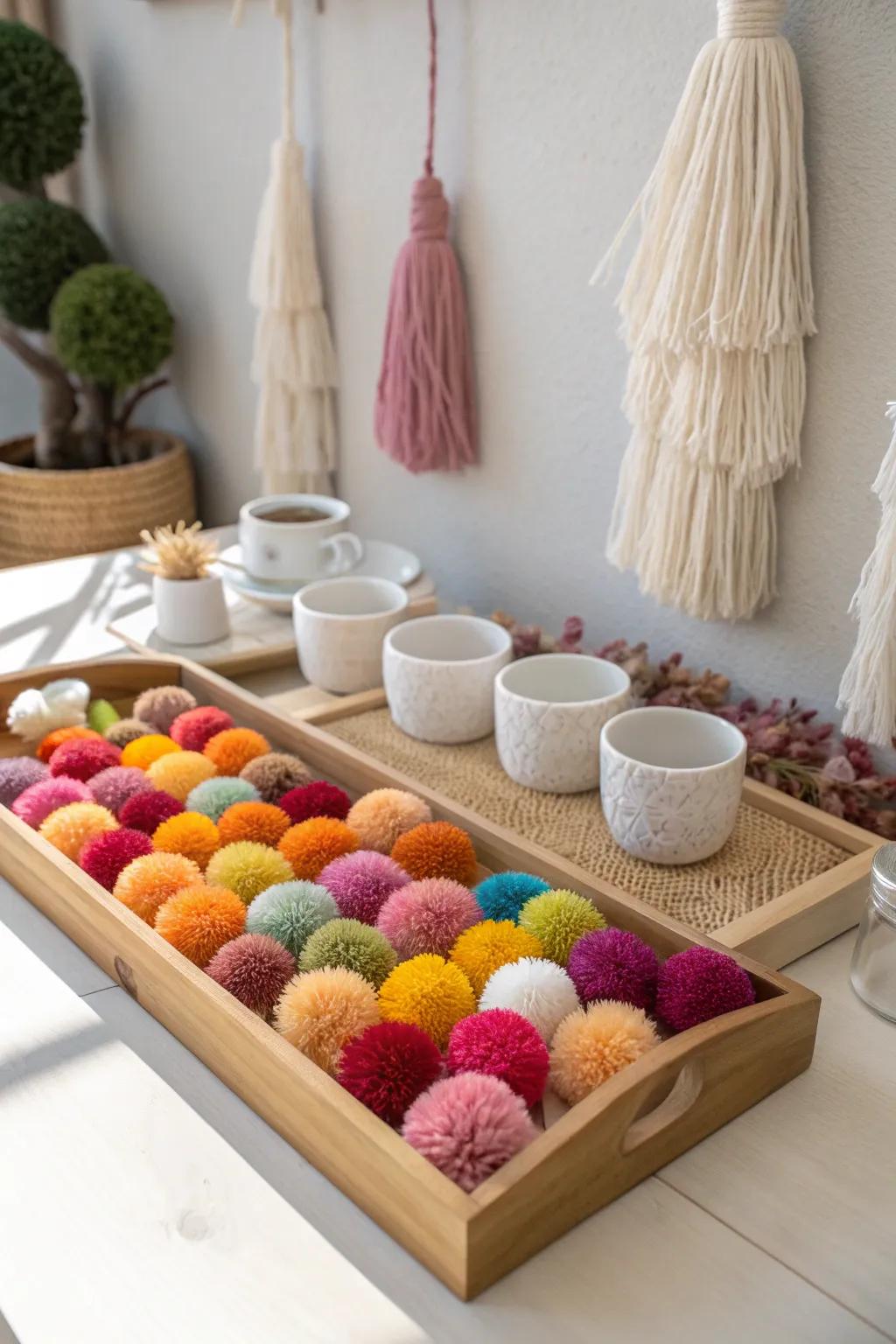 Dive into the Pom-Pom Sorting Party: A sensory delight in minimalist elegance.