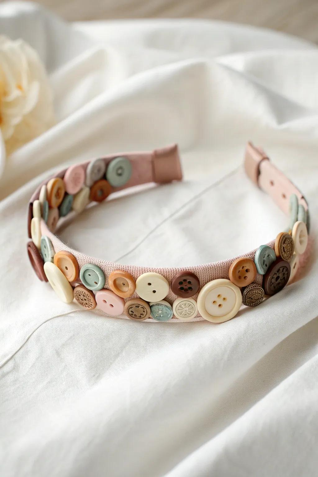 Craft timeless elegance with button-embellished headbands—where simplicity meets style.