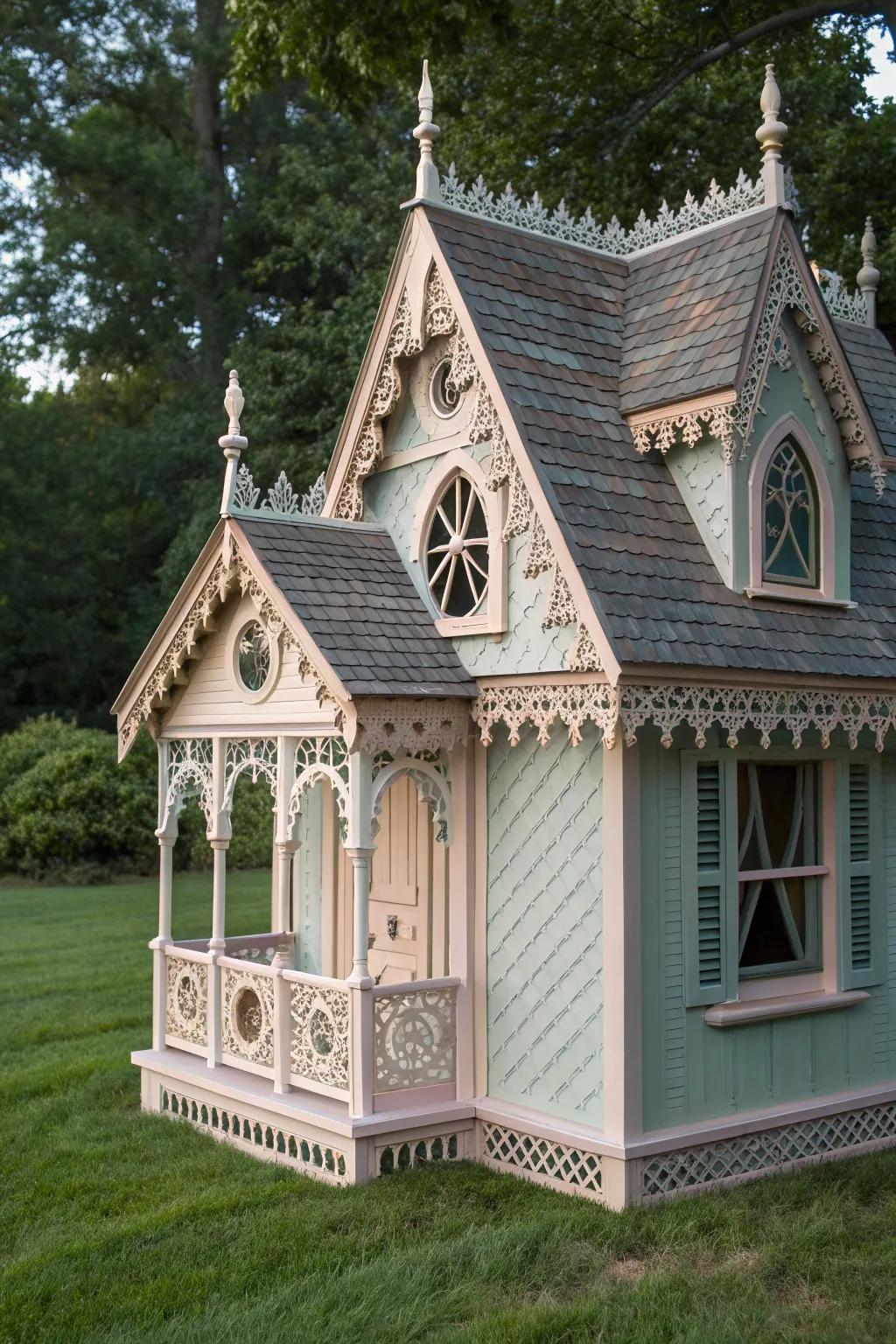 Transform your backyard into a scene of Victorian elegance with this beautifully crafted chicken coop.